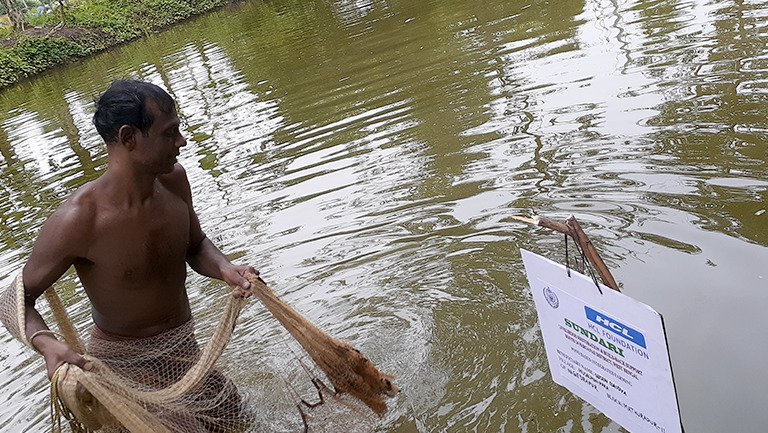 A fisherman supported by Sabuj Sangha as part of its livelihood programme