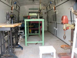 The Mobile Fabrication Van that helps them manufacture as well as repair limbs within the 3 days spent at a rural camp.