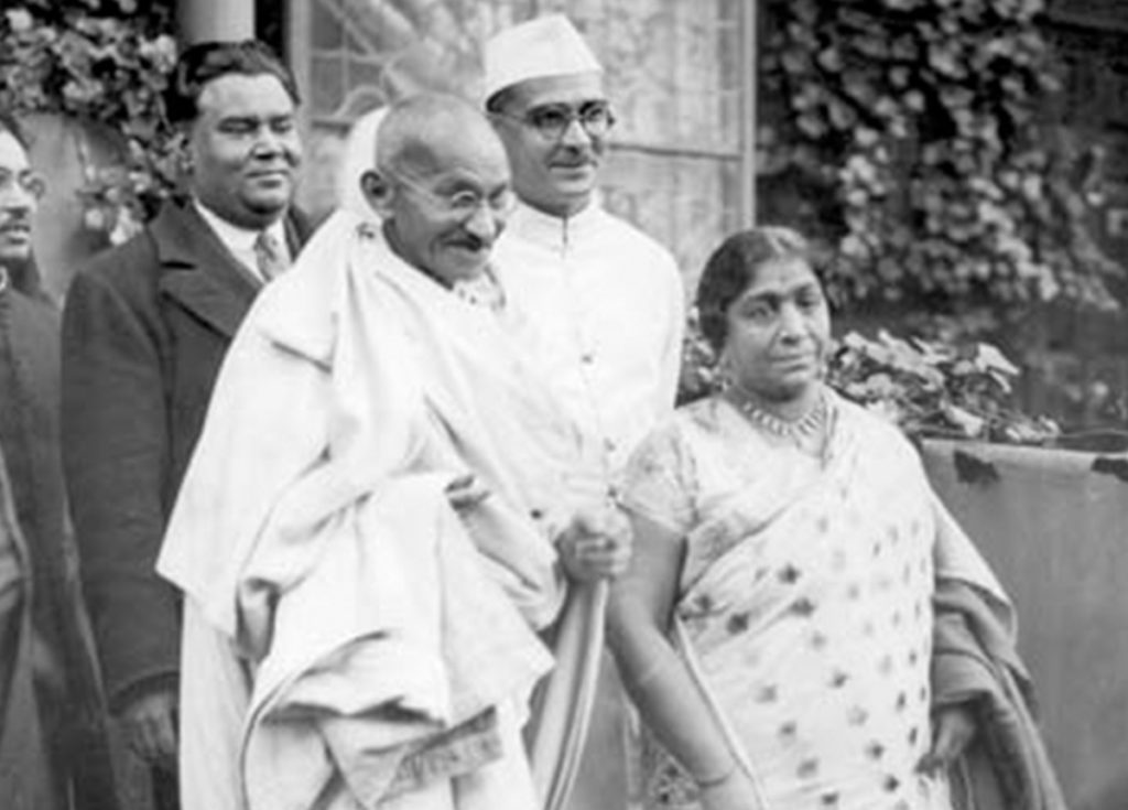 Sarojini Naidu with Mahatma Gandhi