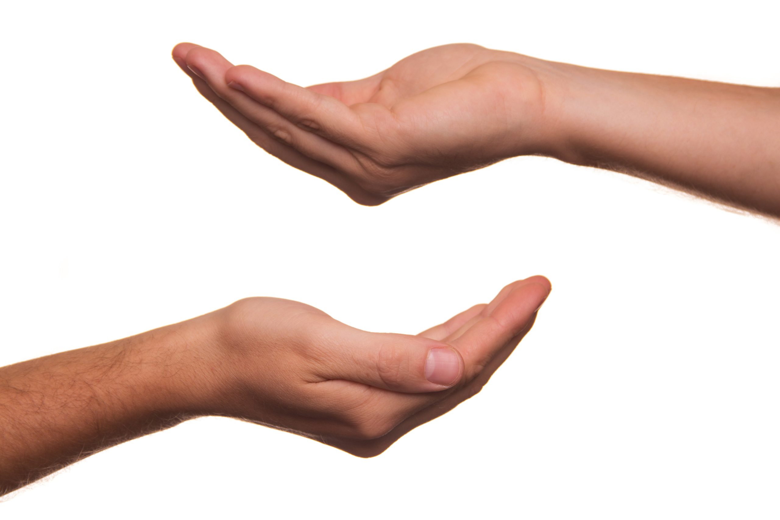 two hands in the act of giving