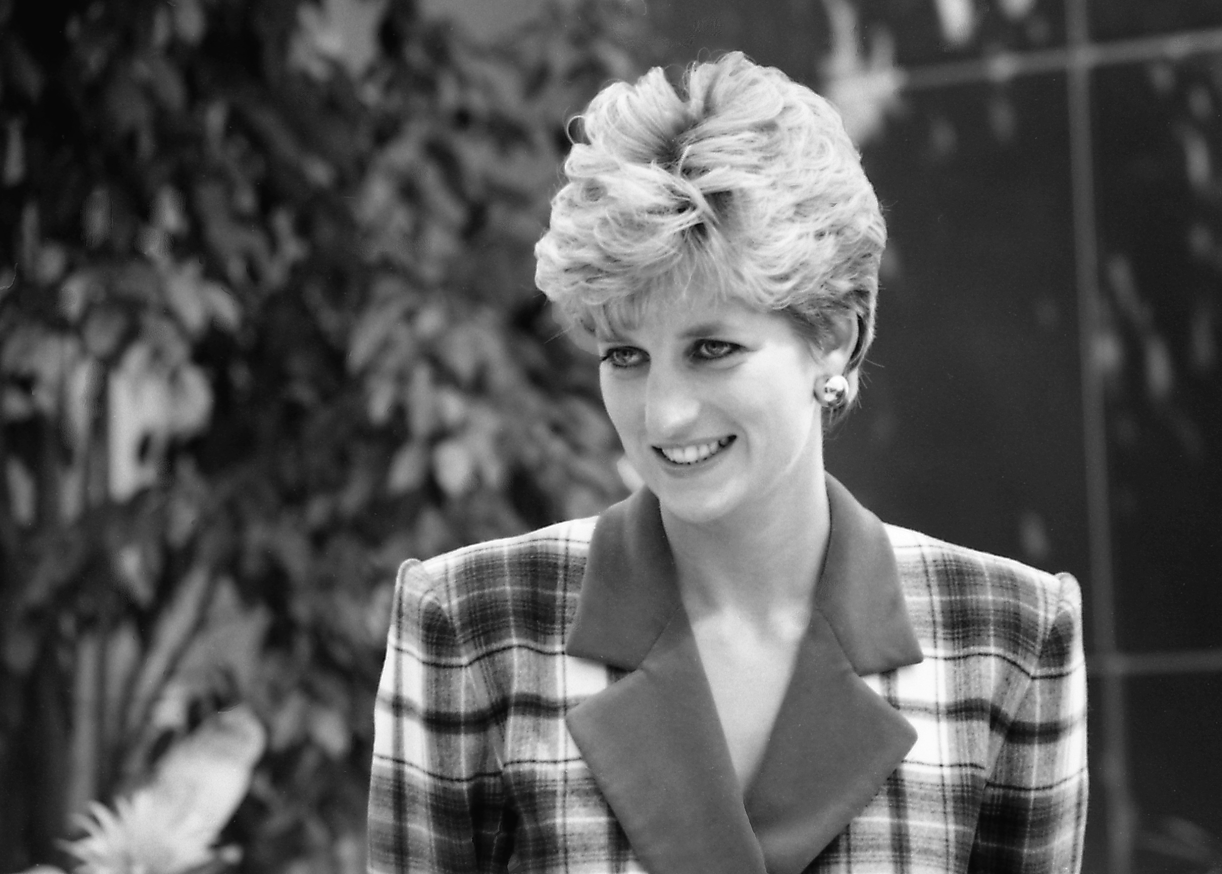 Black and white photo of Princess Diana at Accord Hospice