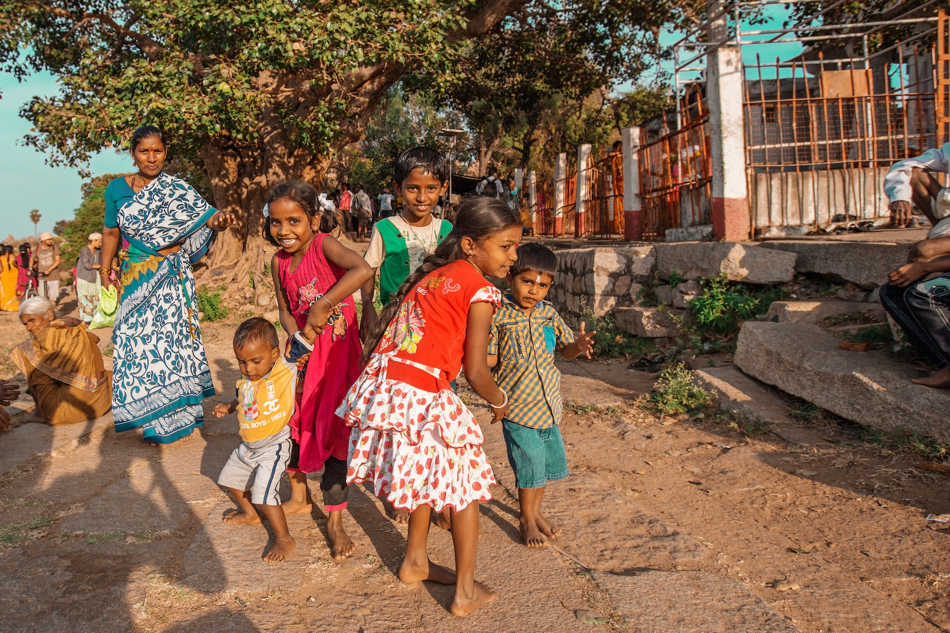 Children in India playing on the street