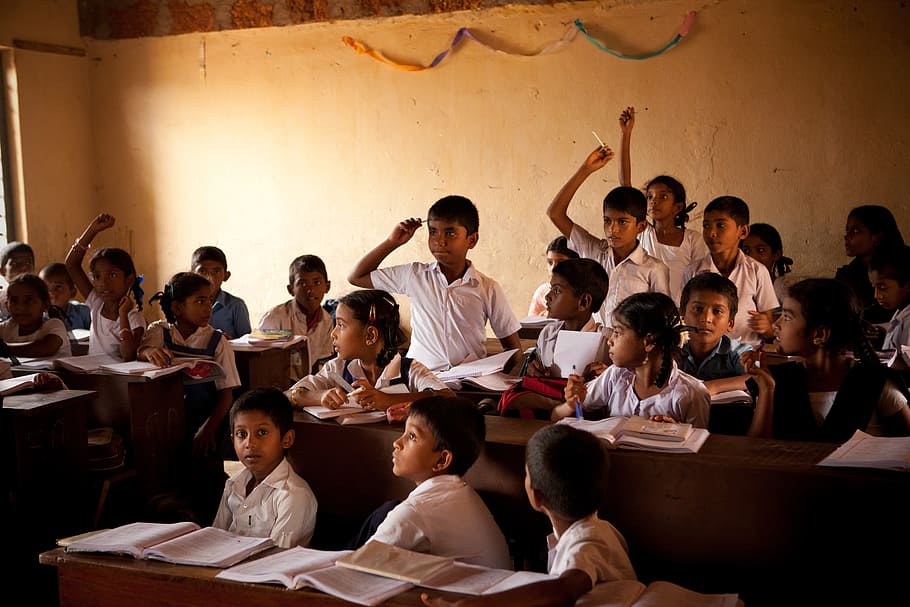 school children in a classroom in India