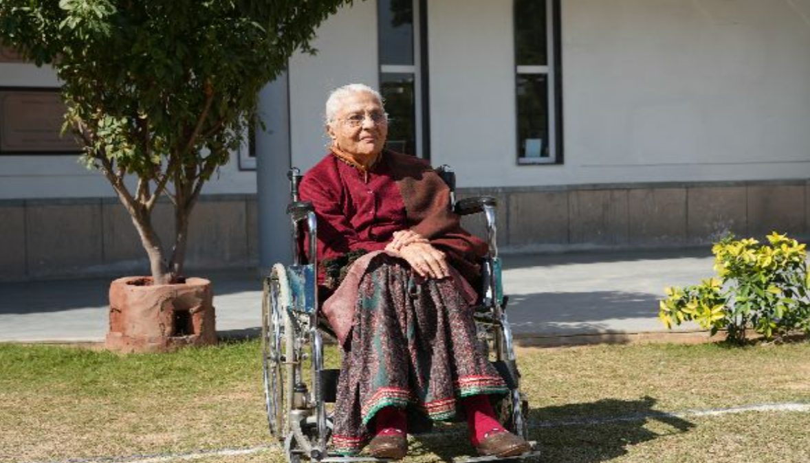 an old woman in a chair