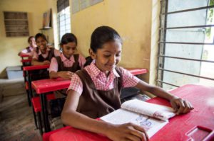 school girls in a classroom