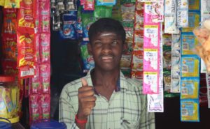 a young man at a store